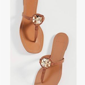 Tory Burch Women's Mini Miller Leather Thong Sandals Size 8